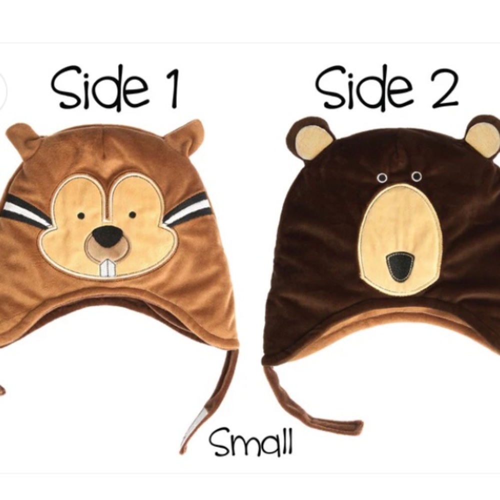 Flapjack Kids Reversible Hat for Babies/Toddlers | Brown Bear and Chipmunk